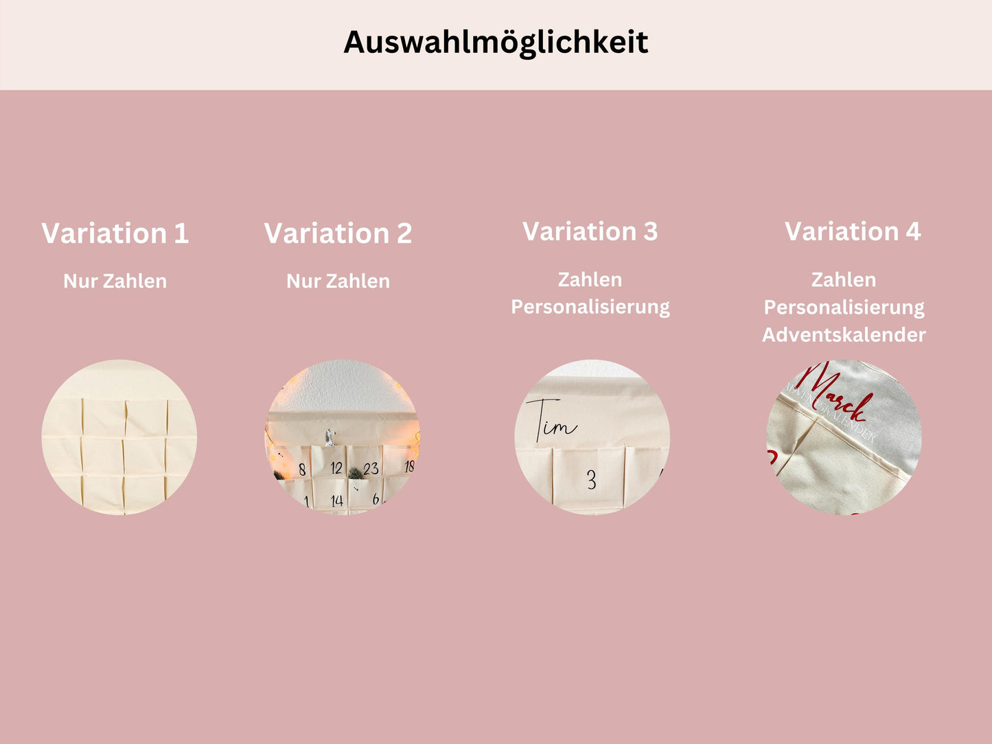 Personalisierter XXL Adventskalender für Kinder zum selber befüllen, 24 Taschen, Kalender aus Stoff