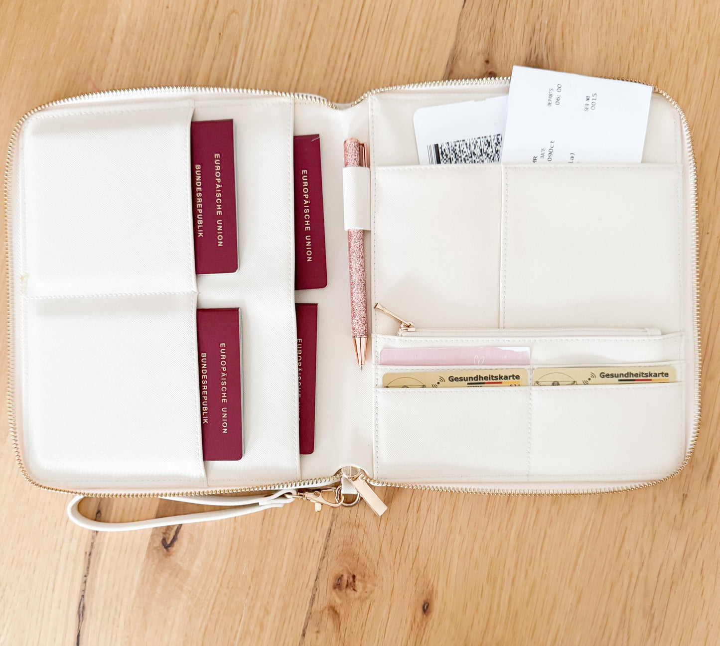 Travel Organizer personalisiert | Reisemappe aus PU-Leder mit Namen | Geschenk Familie & Vielreisende | Reisepasshülle personalisiert