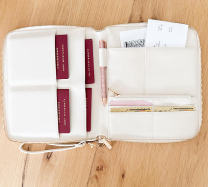 Travel Organizer personalisiert | Reisemappe aus PU-Leder mit Namen | Geschenk Familie & Vielreisende | Reisepasshülle personalisiert