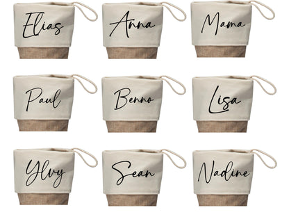 Nikolausstrumpf 40 cm  personalisiert mit Name | Schriftfarbe frei wählbar | Weihnachtsstrumpf zum Aufhängen, Jute/Canvas