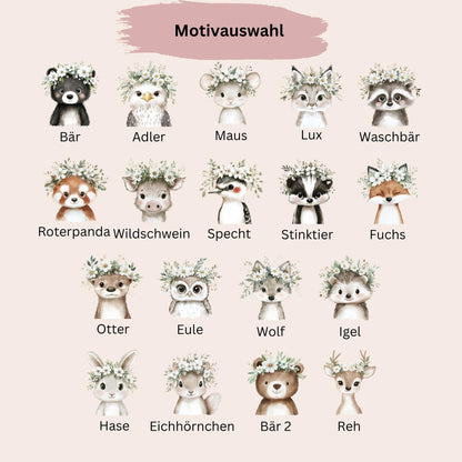 Personalisierter Kinderbecher mit Namen 18 Waldtiermotiven Motiv wählbar  Becher für Kinder  Geschenk zur Einschulung, Kita, Geburtstag