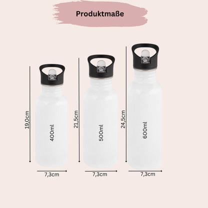 Personalisierte Trinkflasche mit Namen18 MWaldtiereEdelstahl Trinkflasche mit StrohhalmBPA-frei&leicht zu reinigen  Geschenk für Kinder