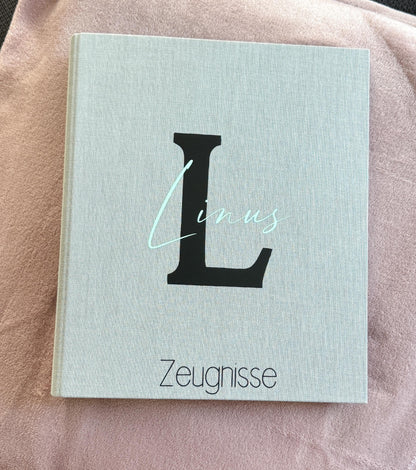 Zeugnismappe Leinen | mit Namen personalisiert | Einschulung | Dokumentenmappe | Ringbuch | Zeugnismappe für Kinder |