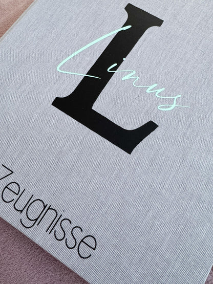 Zeugnismappe Leinen | mit Namen personalisiert | Einschulung | Dokumentenmappe | Ringbuch | Zeugnismappe für Kinder |