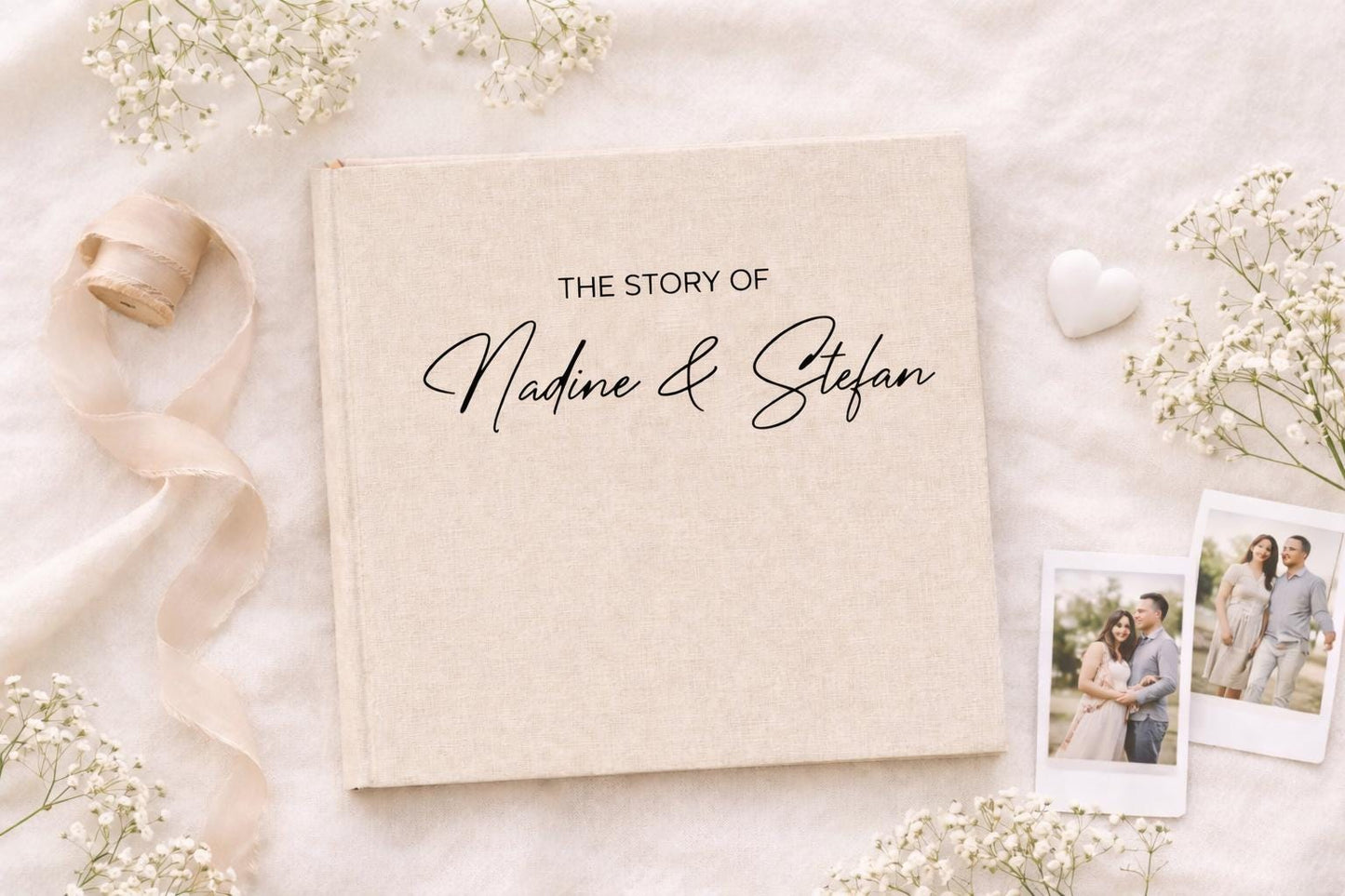 Personalisiertes Fotoalbum Leinen | Hochzeitsalbum mit Namen | Babyalbum individuell | Erinnerungsalbum Hochzeit Geburt | Fotoalbum Skandi