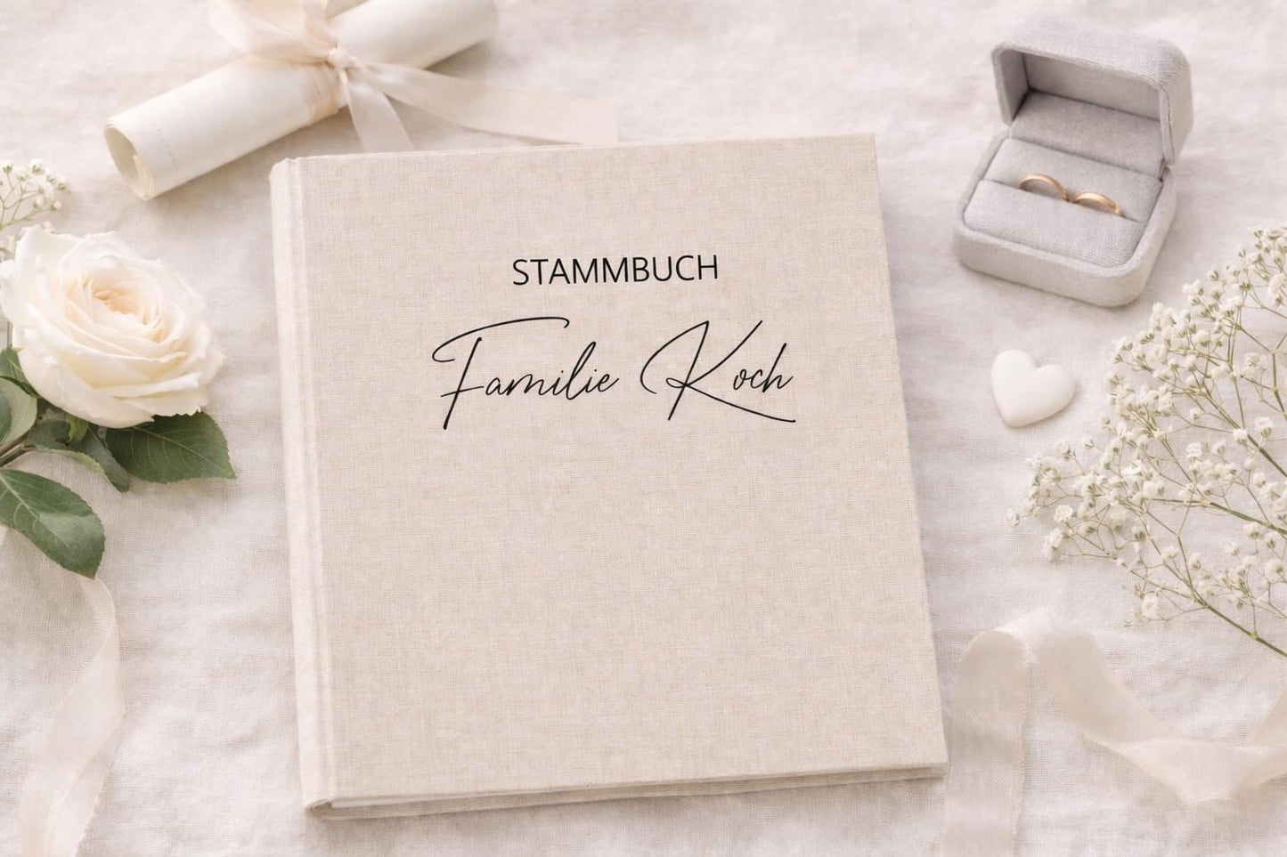 Personalisiertes Stammbuch Hochzeit Leinen A4 A5 | Familien Stammbuch mit Namen | Hochzeitsgeschenk personalisiert| Familienbuch individuell