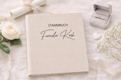 Personalisiertes Stammbuch Hochzeit Leinen A4 A5 | Familien Stammbuch mit Namen | Hochzeitsgeschenk personalisiert| Familienbuch individuell