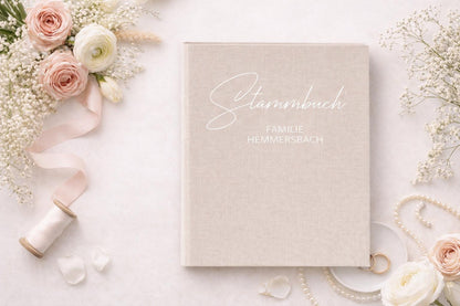 Personalisiertes Stammbuch Hochzeit Leinen A4 A5 | Familien Stammbuch mit Namen | Hochzeitsgeschenk personalisiert| Familienbuch individuell