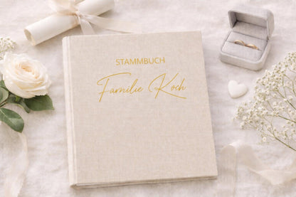 Personalisiertes Stammbuch Hochzeit Leinen A4 A5 | Familien Stammbuch mit Namen | Hochzeitsgeschenk personalisiert| Familienbuch individuell