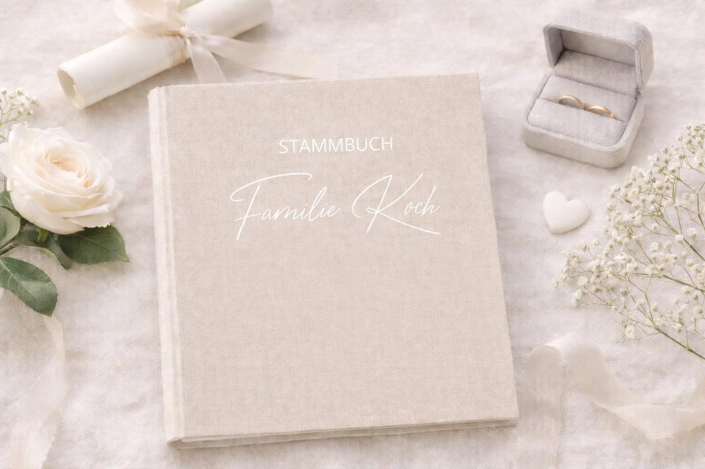 Personalisiertes Stammbuch Hochzeit Leinen A4 A5 | Familien Stammbuch mit Namen | Hochzeitsgeschenk personalisiert| Familienbuch individuell