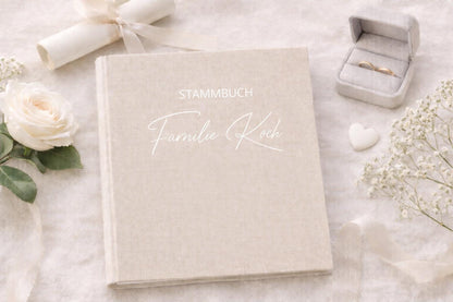 Personalisiertes Stammbuch Hochzeit Leinen A4 A5 | Familien Stammbuch mit Namen | Hochzeitsgeschenk personalisiert| Familienbuch individuell