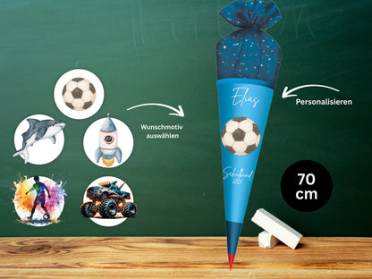 Schultüte aus Stoff |Wunschmotiv |Personalisiert mit Namen |Wunschname| Junge| Blau Schultüte 2026