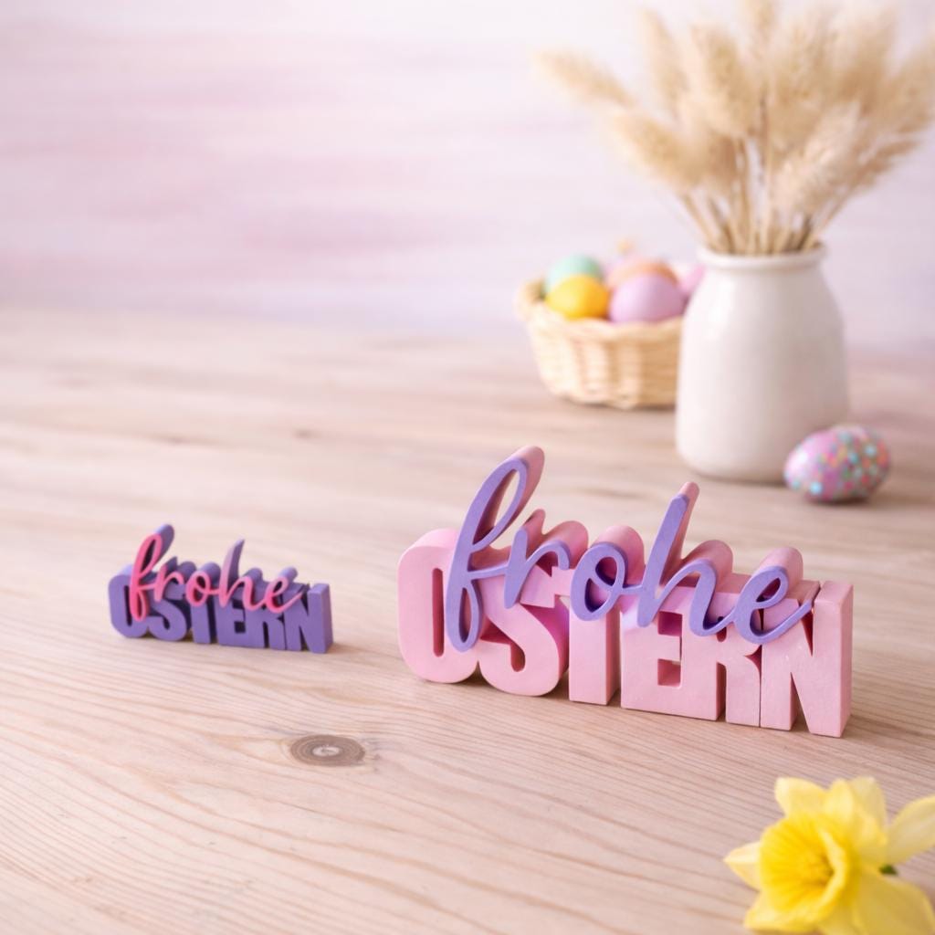 Frohe Ostern Deko Aufsteller  3D Schriftzug  Osterdeko Tischdeko  Frühlingsdeko  Geschenkidee Ostern