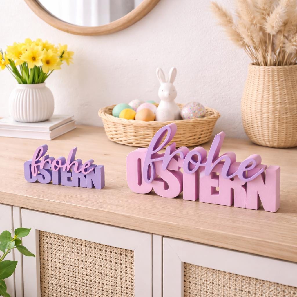 Frohe Ostern Deko Aufsteller  3D Schriftzug  Osterdeko Tischdeko  Frühlingsdeko  Geschenkidee Ostern