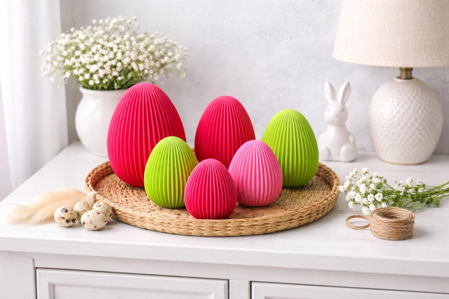 Oster Ei 3D Druck PLA  Farbe wählbar  Moderne Osterdeko  Geripptes Design Ei  4 Größen einzeln verfügbar