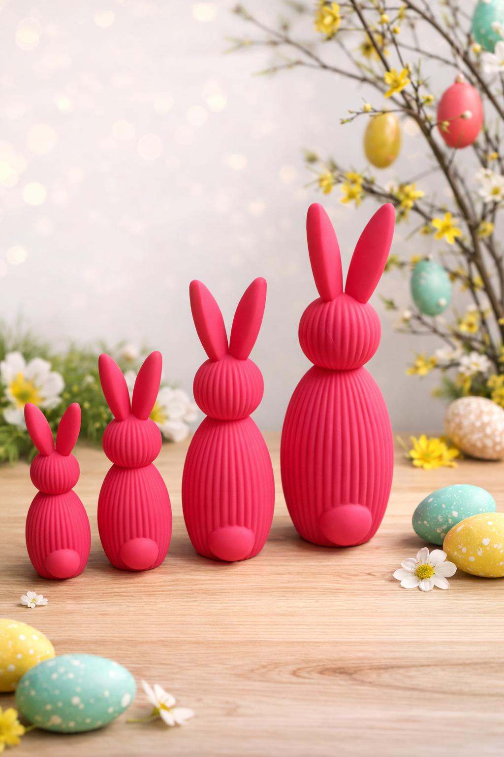 3D Deko Osterhase groß  Bunt & Neon, minimalistische Frühlingsdeko im Scandi Look